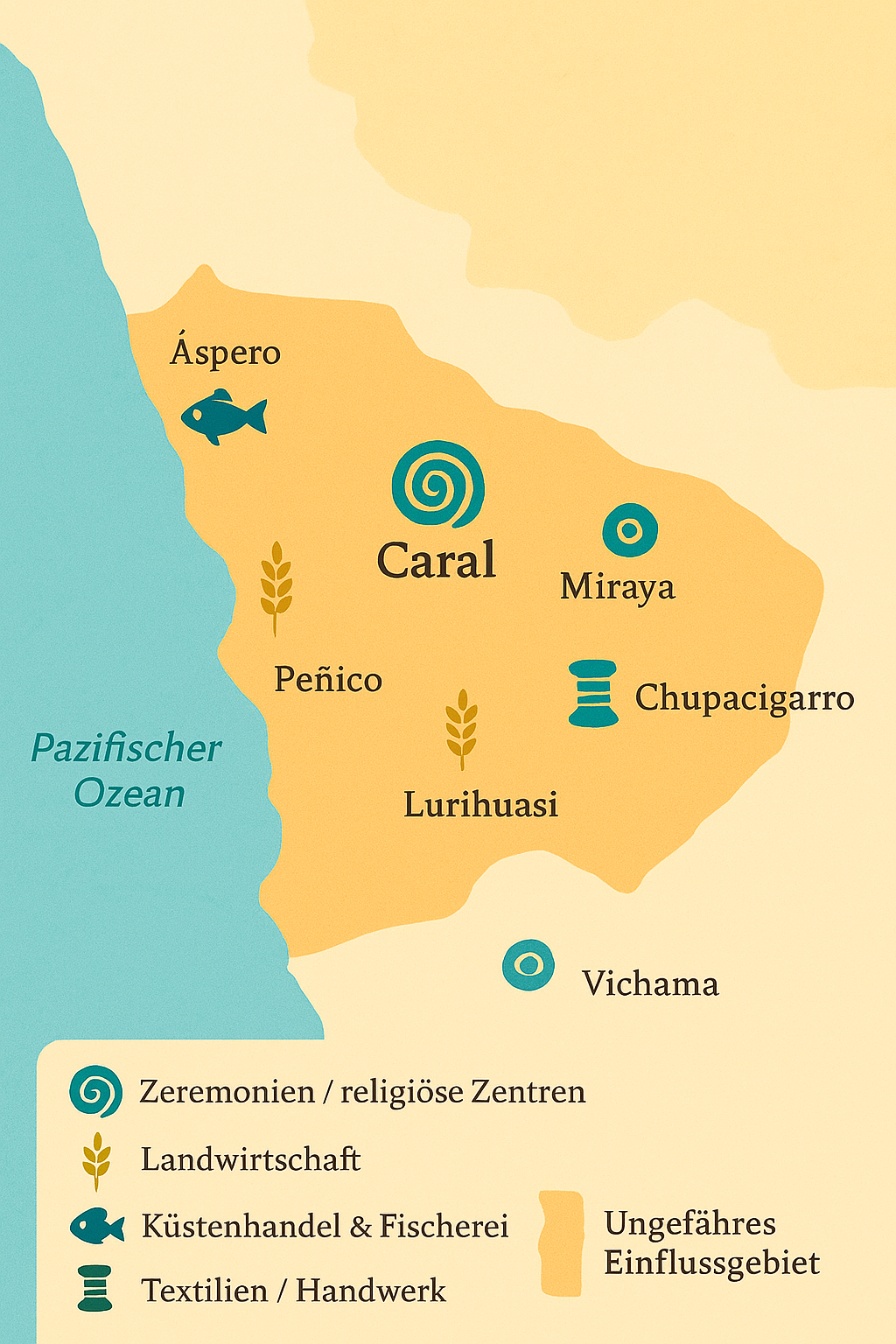 Lokalisierungskarte Einflussbereich Caral